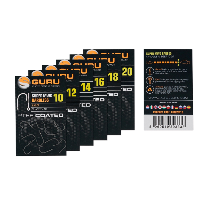 Guru Super MWG Eyed PTFE Coated Barbed Hooks