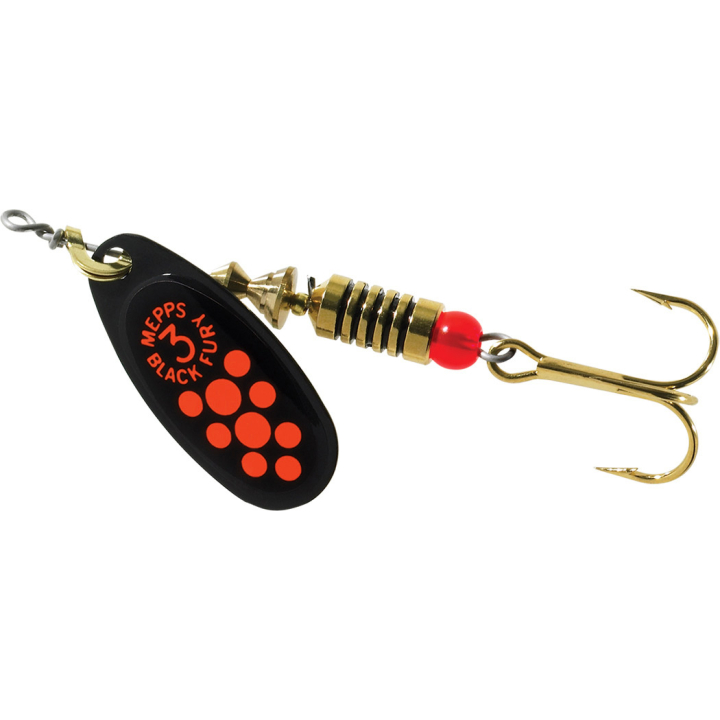 Mepps Comet Black Fury Orange Dot