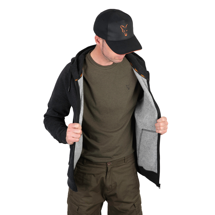Fox Collection Lightweight Hoodie Black & Orange