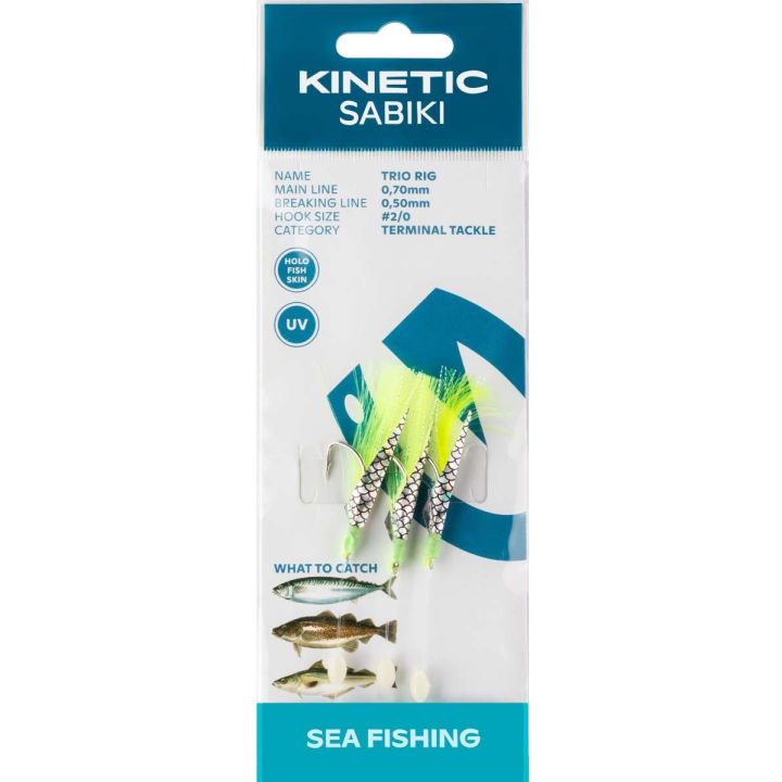 Kinetic Sabiki Trio Rig Chartreuse Flash