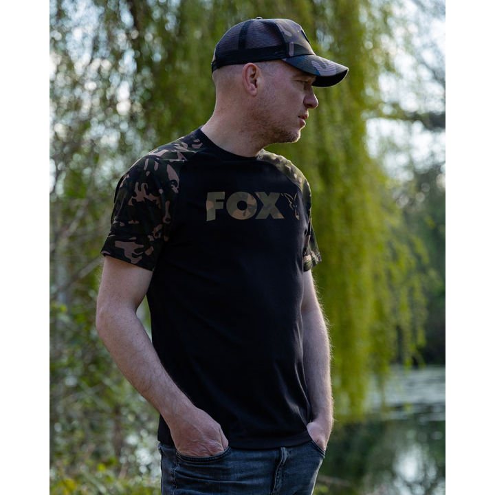 Fox Black / Camo Raglan Fishing T-Shirt