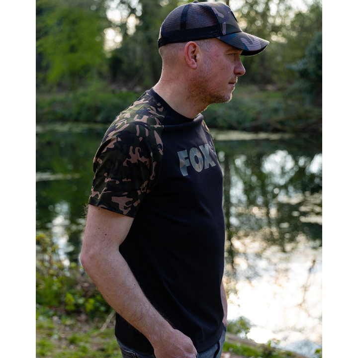Fox Black / Camo Raglan Fishing T-Shirt