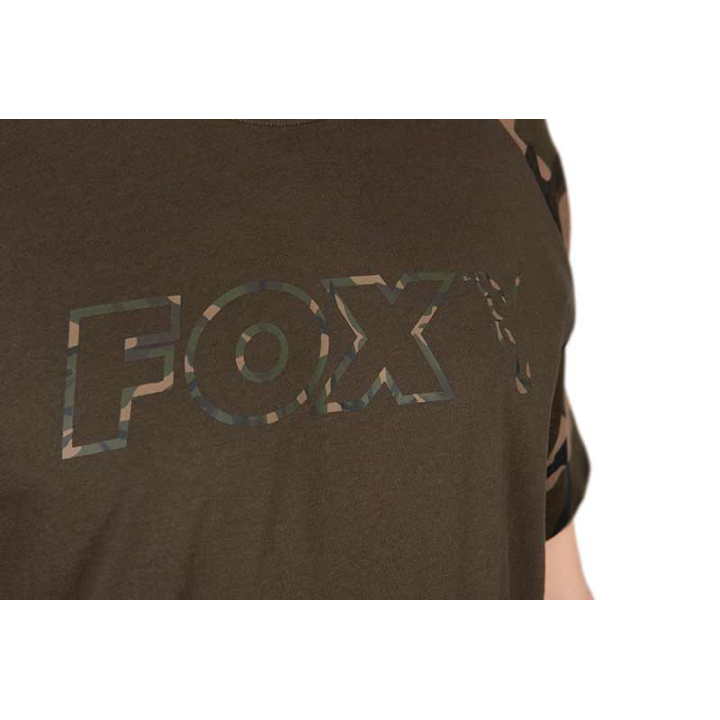 Fox Camo Logo Outline Khaki T-Shirt