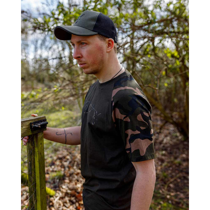 Fox Camo Logo Outline Khaki T-Shirt