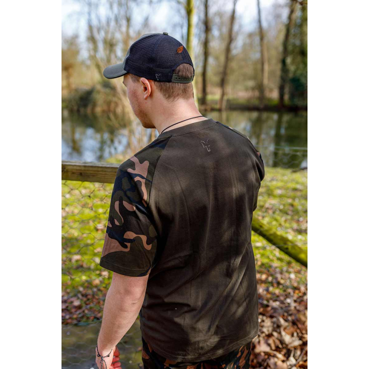 Fox Camo Logo Outline Khaki T-Shirt