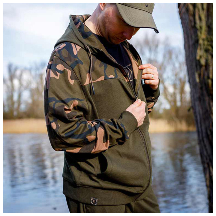Fox Lightweight Khaki & Camo Split Zip Hoodie