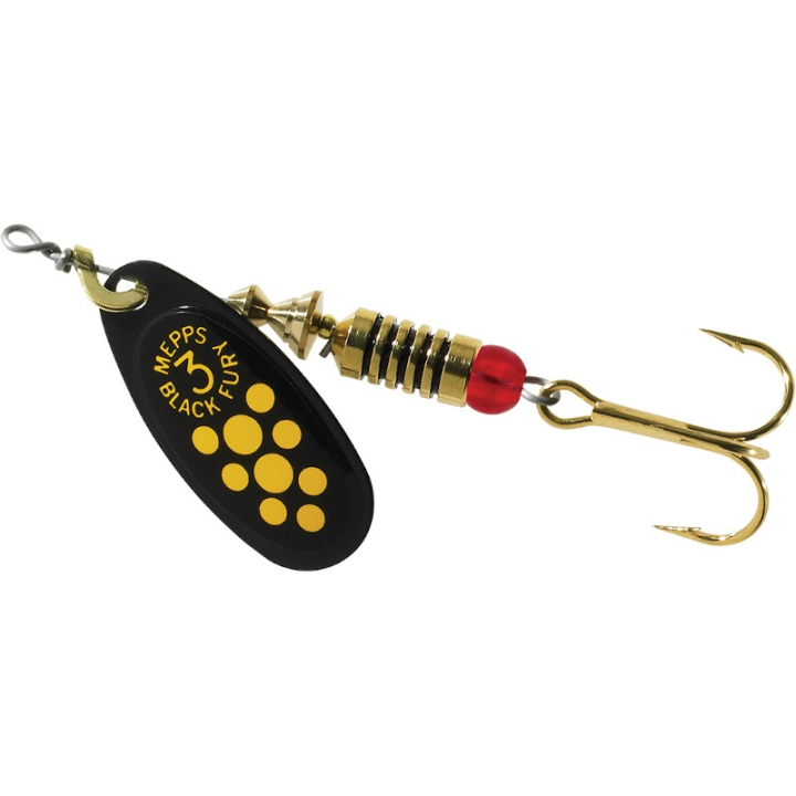 Mepps Comet Black Fury Yellow Dot